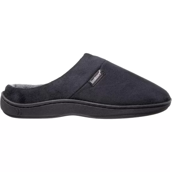 imageisotoner Mens Open Back Slipper with Memory Foam and IndoorOutdoor SoleFuax Microsuede Black