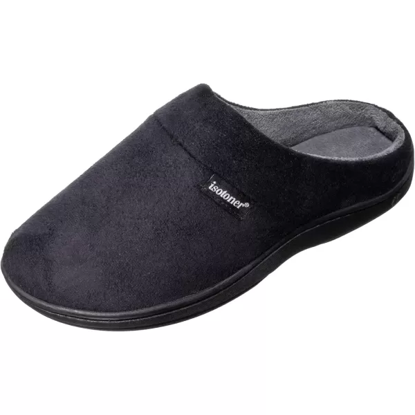 imageisotoner Mens Open Back Slipper with Memory Foam and IndoorOutdoor SoleFuax Microsuede Black