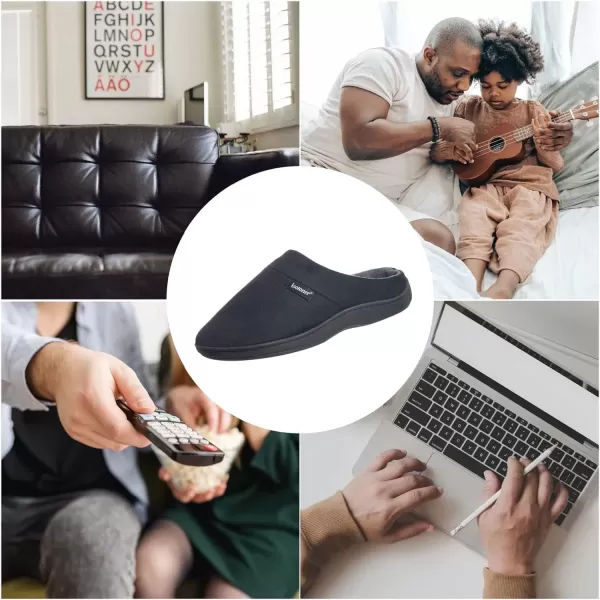 imageisotoner Mens Open Back Slipper with Memory Foam and IndoorOutdoor SoleFuax Microsuede Black
