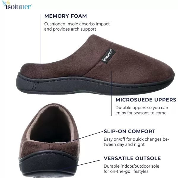 imageisotoner Mens Open Back Slipper with Memory Foam and IndoorOutdoor SoleFuax Microsuede Dark Chocolate