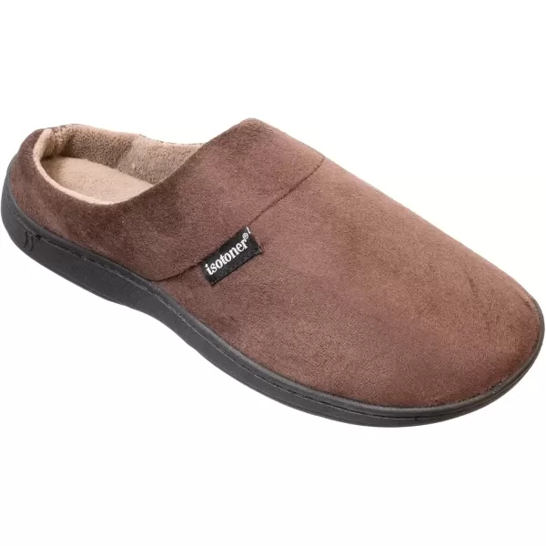 imageisotoner Mens Open Back Slipper with Memory Foam and IndoorOutdoor SoleFuax Microsuede Dark Chocolate
