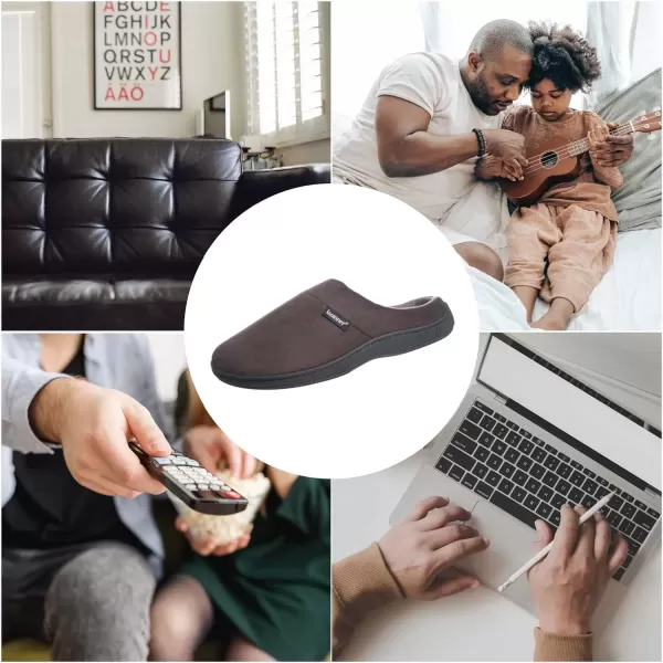 imageisotoner Mens Open Back Slipper with Memory Foam and IndoorOutdoor SoleFuax Microsuede Dark Chocolate