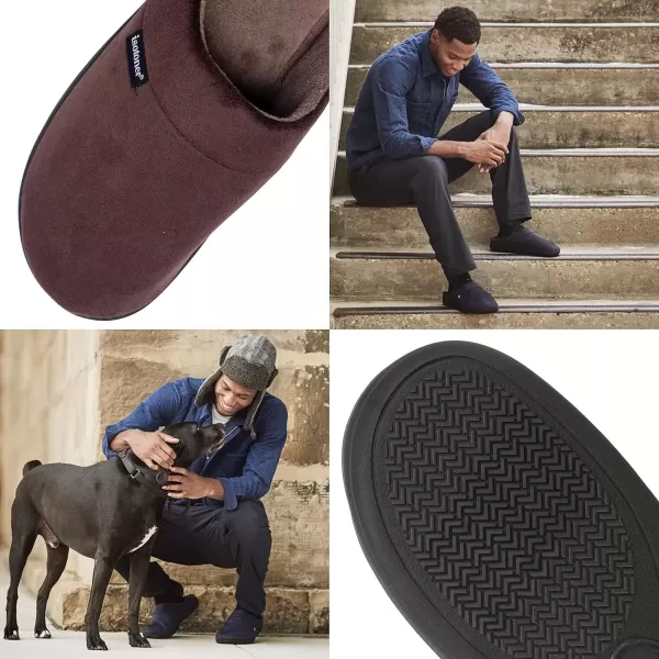 imageisotoner Mens Open Back Slipper with Memory Foam and IndoorOutdoor SoleFuax Microsuede Dark Chocolate