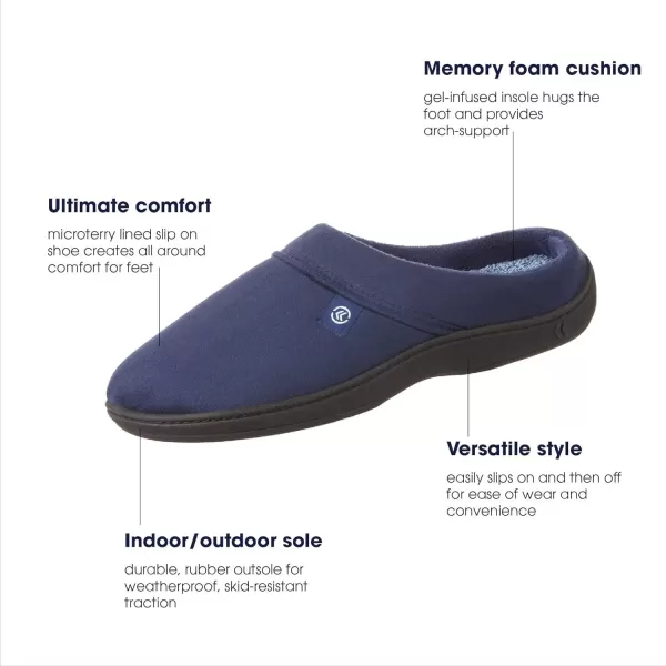 imageisotoner Mens Open Back Slipper with Memory Foam and IndoorOutdoor SoleFuax Microsuede Navy Blue