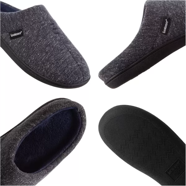 imageisotoner Mens Preston Heather Knit Slipon Hoodback SlipperNavy Blue