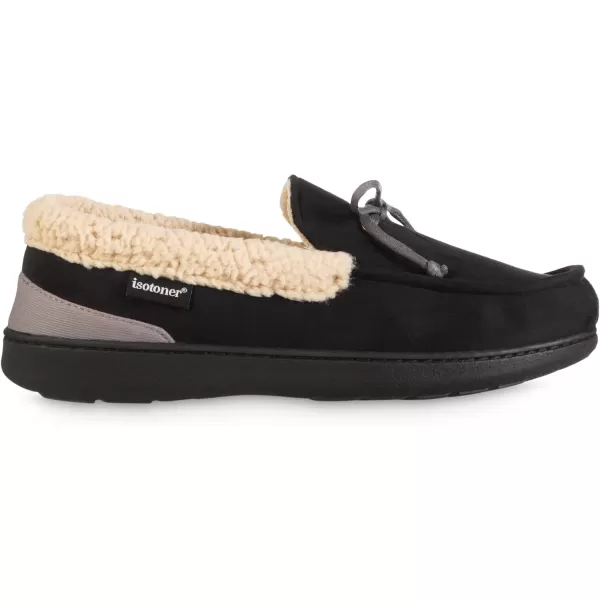 imageisotoner Mens Recycled Advanced Memory Foam Microsuede Vincent Eco Comfort Moccasin SlippersBlack