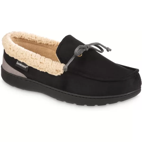 imageisotoner Mens Recycled Advanced Memory Foam Microsuede Vincent Eco Comfort Moccasin SlippersBlack