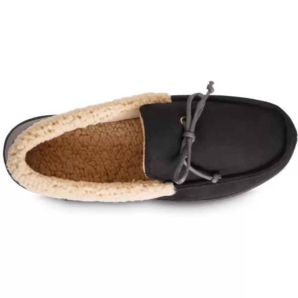imageisotoner Mens Recycled Advanced Memory Foam Microsuede Vincent Eco Comfort Moccasin SlippersBlack