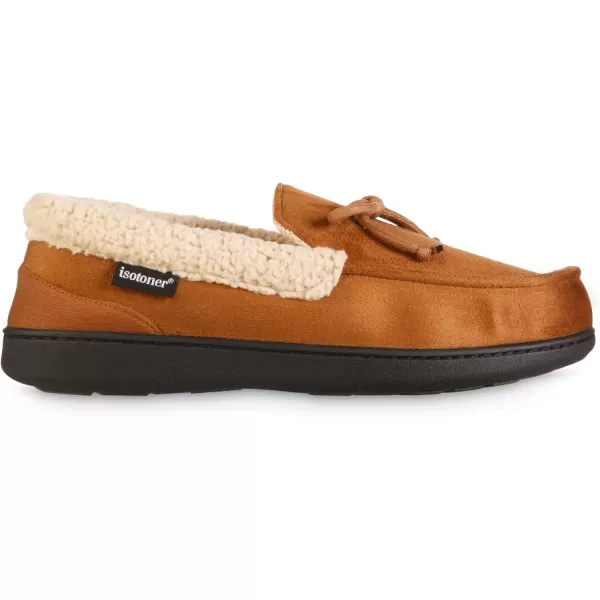 imageisotoner Mens Recycled Advanced Memory Foam Microsuede Vincent Eco Comfort Moccasin SlippersCognac