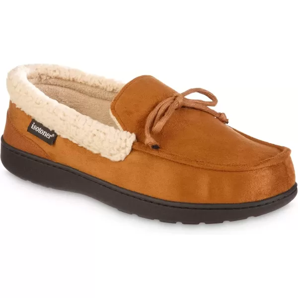 imageisotoner Mens Recycled Advanced Memory Foam Microsuede Vincent Eco Comfort Moccasin SlippersCognac