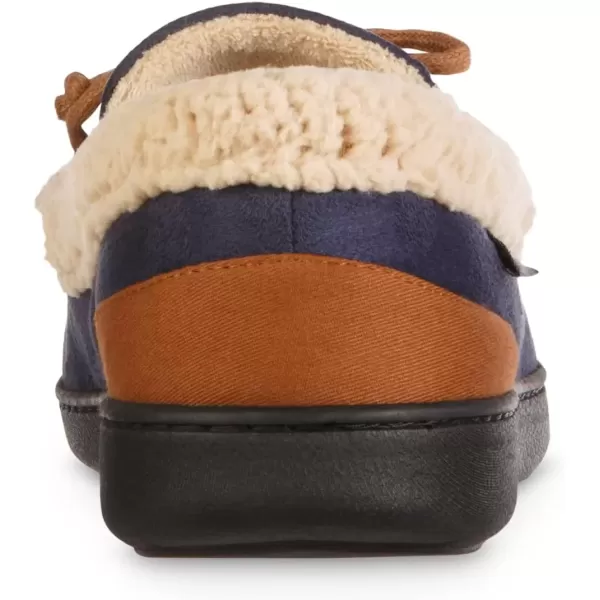 imageisotoner Mens Recycled Advanced Memory Foam Microsuede Vincent Eco Comfort Moccasin SlippersNavy Blue