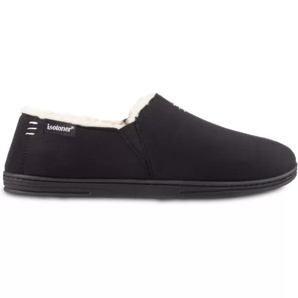 imageisotoner Mens Recycled Microsuede Nigel Eco Slippers with Advanced Memory Foam and Berber LiningBlack