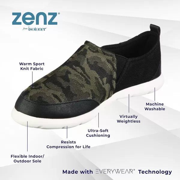 imageisotoner Mens Zenz Active SlipOn UltraSoft Casual Shoes with Flexible Support ampamp Breathable MeshCamouflageLoden