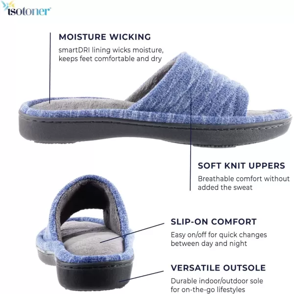 imageisotoner Womens Andrea Open Toe Slide Slipper with Moisture Wicking for IndoorOutdoor Comfort and Arch SupportSapphire