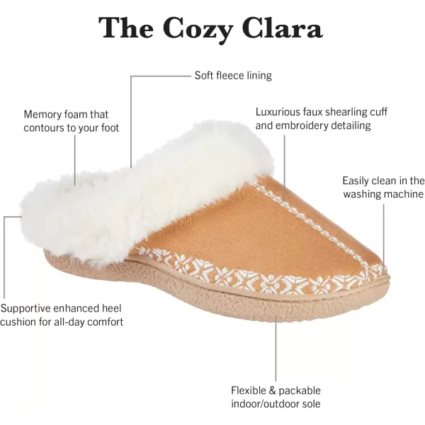 imageisotoner Womens Clara Embroidered Microsuede Clog SlippersBuckskin