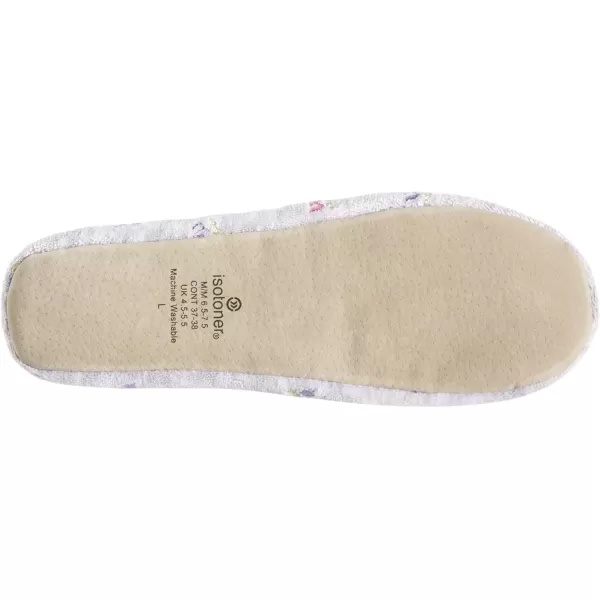 imageisotoner Womens Embroidered Terry Ballerina SlippersHeather Grey Soft Tie Bow