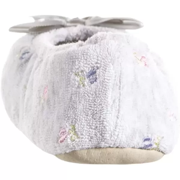 imageisotoner Womens Embroidered Terry Ballerina SlippersHeather Grey Soft Tie Bow
