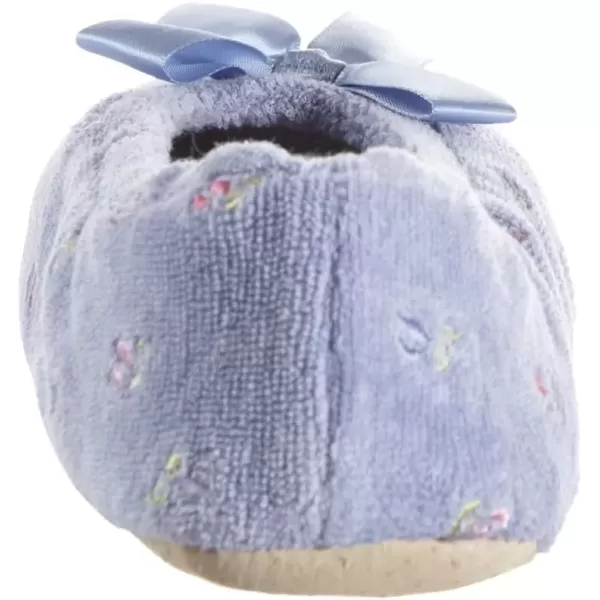 imageisotoner Womens Embroidered Terry Ballerina SlippersPeriwinkle Soft Tie Bow
