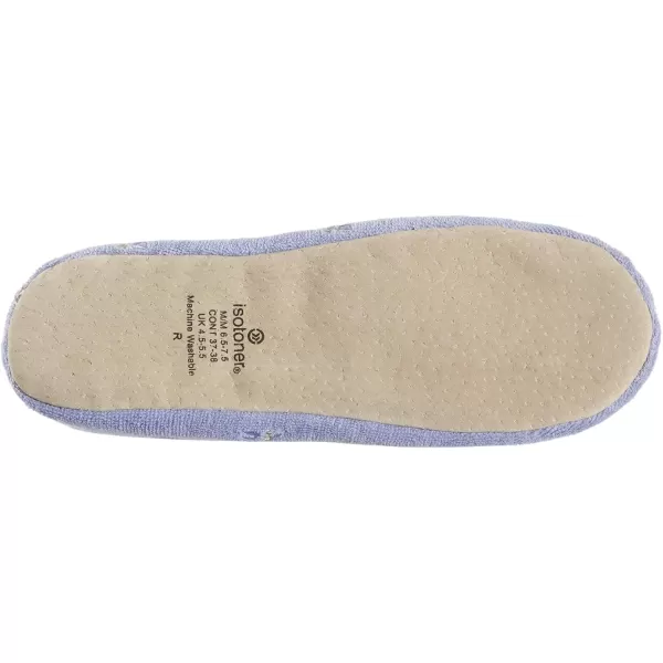 imageisotoner Womens Embroidered Terry Ballerina SlippersPeriwinkle Soft Tie Bow