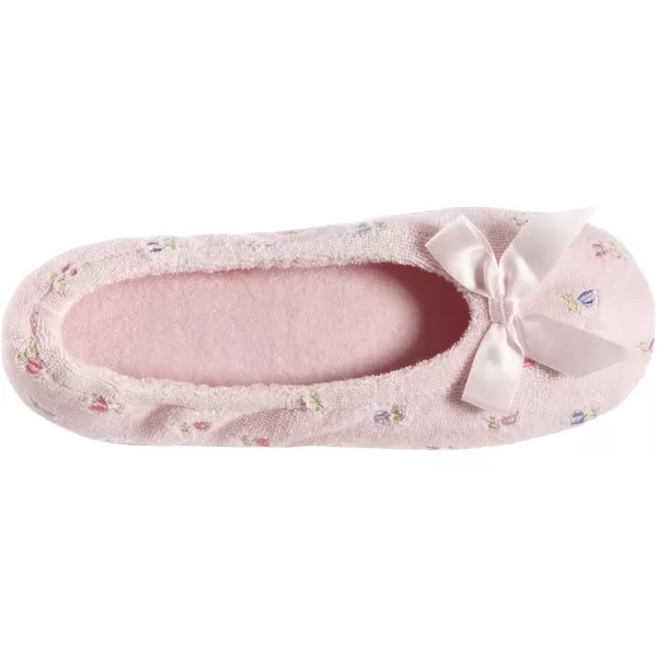 imageisotoner Womens Embroidered Terry Ballerina SlippersPink