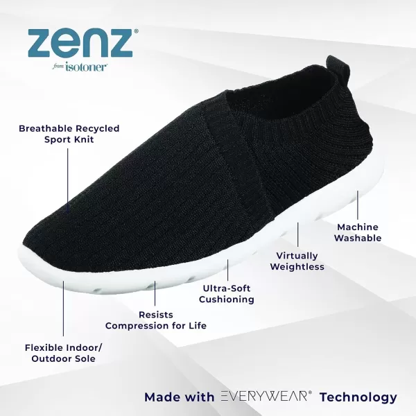 imageisotoner Womens Lightweight Recycled Stretch Sport Knit Slipon Slipper Bootie MoccasinBlack