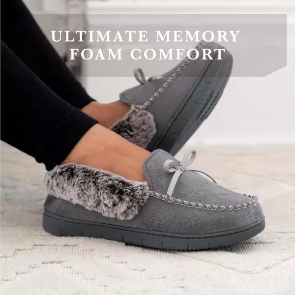 imageisotoner Womens Microsuede Moccasin Slippers NonSlip IndoorOutdoor Memory Foam Machine WashableAsh