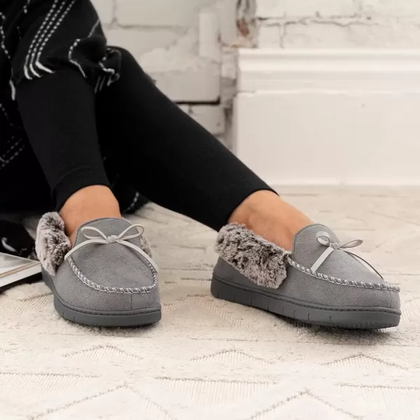 imageisotoner Womens Microsuede Moccasin Slippers NonSlip IndoorOutdoor Memory Foam Machine WashableAsh