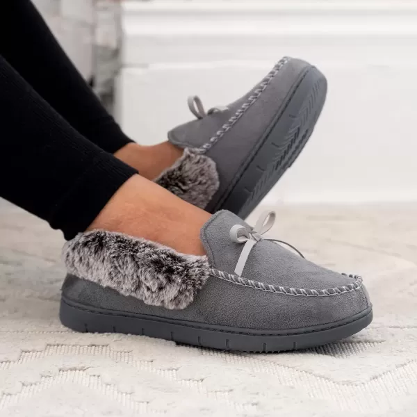 imageisotoner Womens Microsuede Moccasin Slippers NonSlip IndoorOutdoor Memory Foam Machine WashableAsh