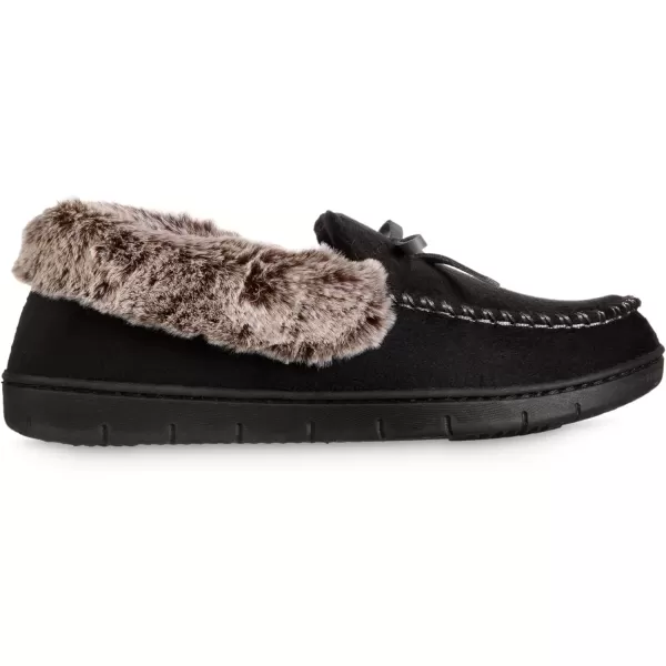 imageisotoner Womens Microsuede Moccasin Slippers NonSlip IndoorOutdoor Memory Foam Machine WashableBlack