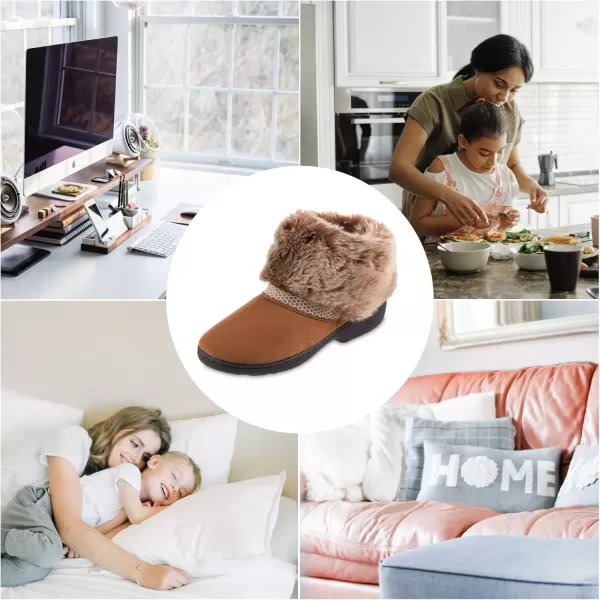 imageisotoner Womens Recycled Microsuede Mallory Boot Slipper with Memory Foam and IndoorOutdoor SoleCognac