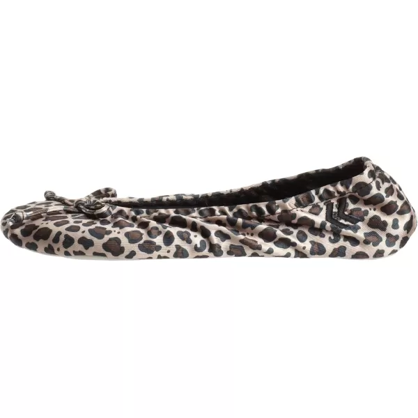 imageisotoner Womens Satin Ballerina Slippers with Classic Ribbon Or Soft Tie Bow and Suede SoleCheetah Soft Tie Bow