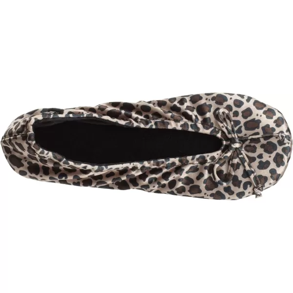 imageisotoner Womens Satin Ballerina Slippers with Classic Ribbon Or Soft Tie Bow and Suede SoleCheetah Soft Tie Bow