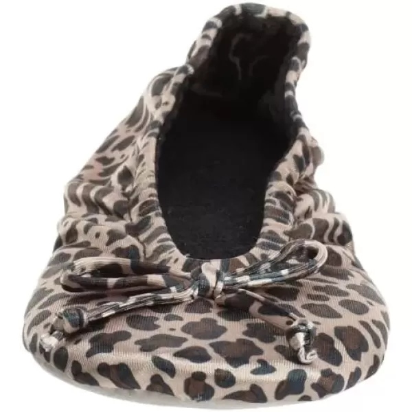 imageisotoner Womens Satin Ballerina Slippers with Classic Ribbon Or Soft Tie Bow and Suede SoleCheetah Soft Tie Bow