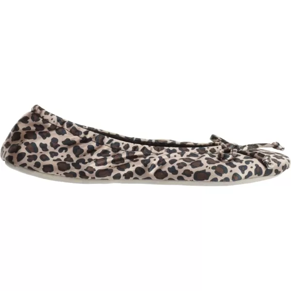 imageisotoner Womens Satin Ballerina Slippers with Classic Ribbon Or Soft Tie Bow and Suede SoleCheetah Soft Tie Bow