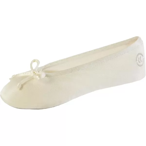imageisotoner Womens Satin Ballerina Slippers with Classic Ribbon Or Soft Tie Bow and Suede SoleCream Soft Tie Bow