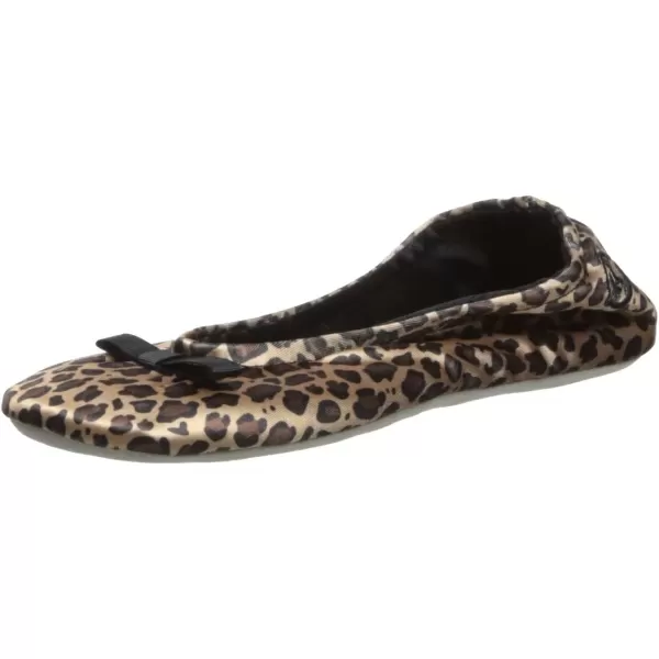 imageisotoner Womens Satin Ballerina Slippers with Classic Ribbon Or Soft Tie Bow and Suede SoleRibbon Bow  Cheetah