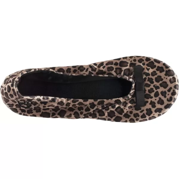 imageisotoner Womens Satin Ballerina Slippers with Classic Ribbon Or Soft Tie Bow and Suede SoleRibbon Bow  Cheetah