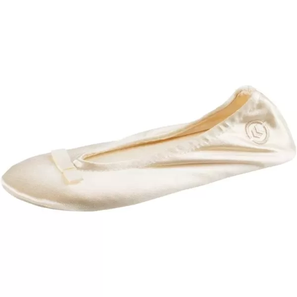 imageisotoner Womens Satin Ballerina Slippers with Classic Ribbon Or Soft Tie Bow and Suede SoleRibbon Bow  Cream