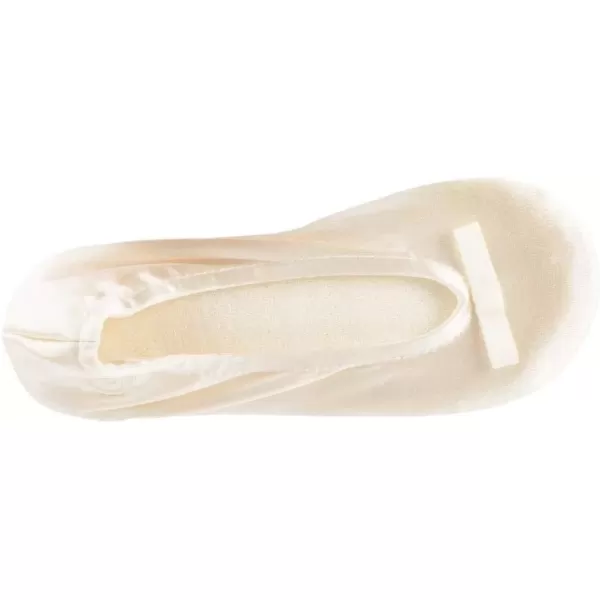 imageisotoner Womens Satin Ballerina Slippers with Classic Ribbon Or Soft Tie Bow and Suede SoleRibbon Bow  Cream