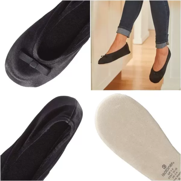 imageisotoner Womens Satin Ballerina Slippers with Classic Ribbon Or Soft Tie Bow and Suede SoleRibbon Bow  Cream