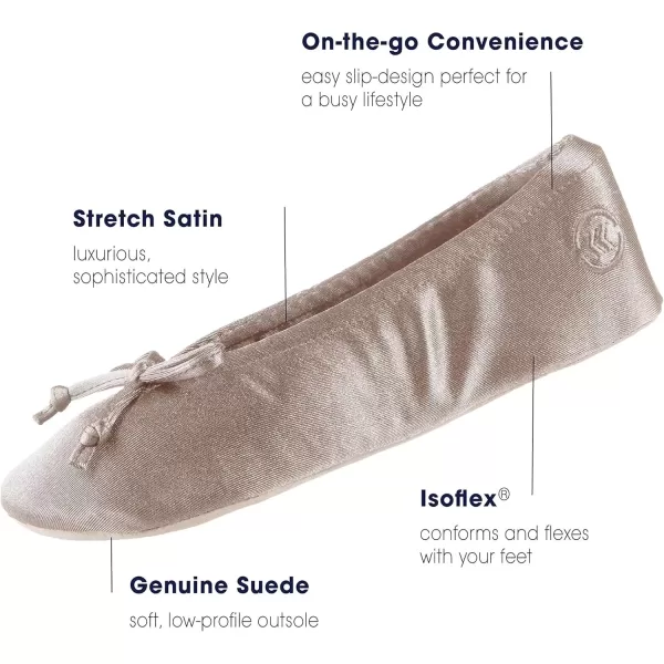 imageisotoner Womens Satin Ballerina Slippers with Classic Ribbon Or Soft Tie Bow and Suede SoleSand Trap Soft Tie Bow