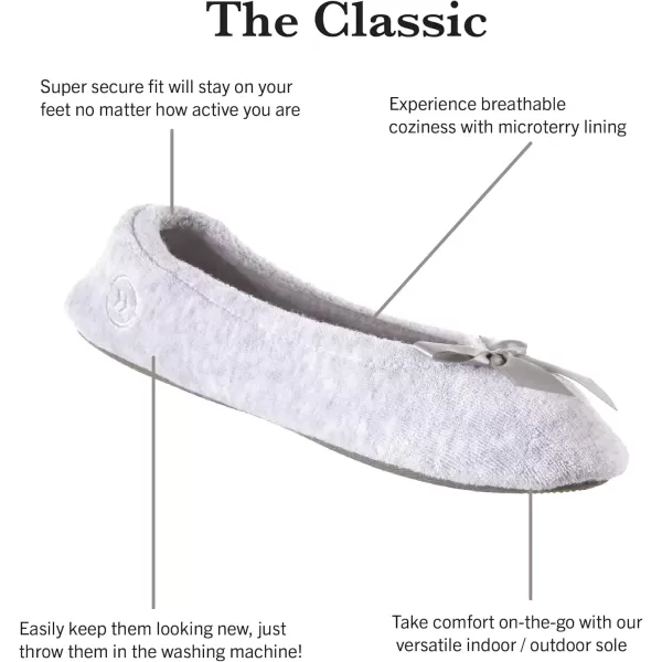 imageisotoner Womens Terry Ballerina Slipper ClogHeather Grey