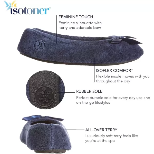 imageisotoner Womens Terry Ballerina Slipper ClogNavy