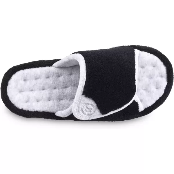 imageisotoner Womens Terry Spa Slip On Slide Slipper with Memory Foam for IndoorOutdoor ComfortBlack