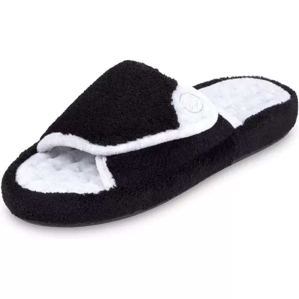 imageisotoner Womens Terry Spa Slip On Slide Slipper with Memory Foam for IndoorOutdoor ComfortBlack