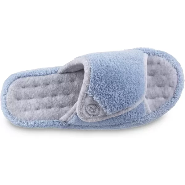 imageisotoner Womens Terry Spa Slip On Slide Slipper with Memory Foam for IndoorOutdoor ComfortBlue Moon