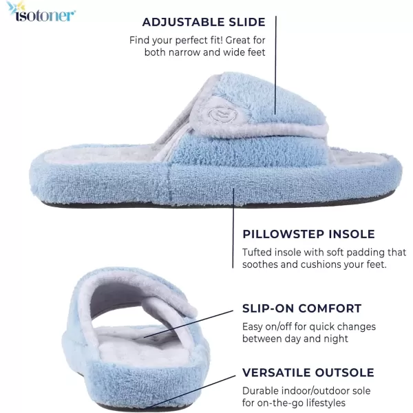 imageisotoner Womens Terry Spa Slip On Slide Slipper with Memory Foam for IndoorOutdoor ComfortBlue Moon