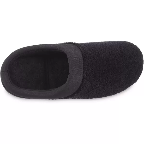 imageisotoner Womens Terry and Satin Slip on Cushioned Slipper with Memory Foam for IndoorOutdoor Comfort Flat SandalsBlack