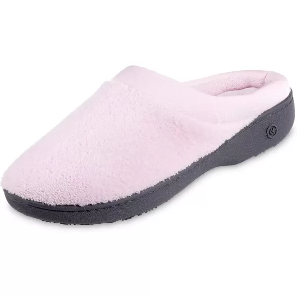 imageisotoner Womens Terry and Satin Slip on Cushioned Slipper with Memory Foam for IndoorOutdoor Comfort Flat SandalsPetal Pink