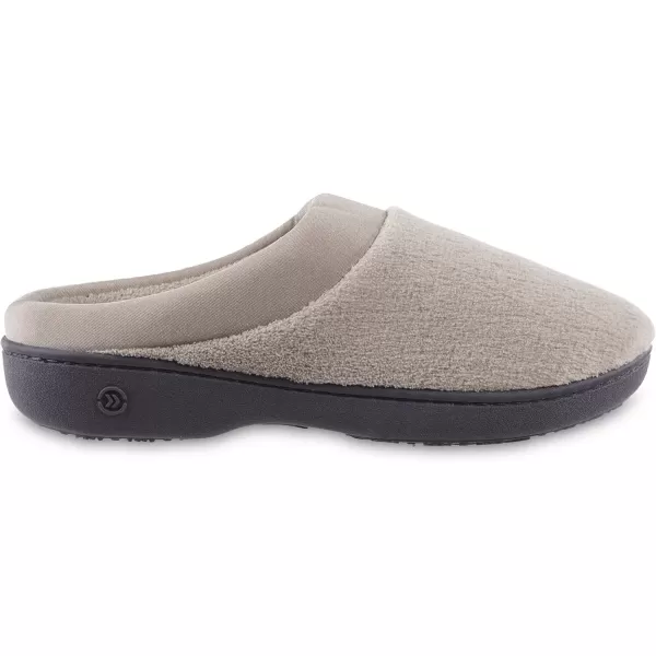 imageisotoner Womens Terry and Satin Slip on Cushioned Slipper with Memory Foam for IndoorOutdoor Comfort Flat SandalsStone